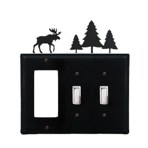Moose Combination Cover - Single GFI With Double Switch Pine Trees