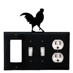Rooster Combination Cover - GFI With Double Switch Center And Outlet
