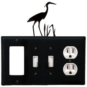 Heron Combination Cover - GFI With Double Switch Center And Outlet