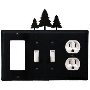 Pine Trees Combination Cover - GFI With Double Switch Center And Outlet