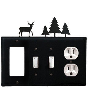 Deer & Pine Tree Combination Cover - GFI, Double Switch, Outlet
