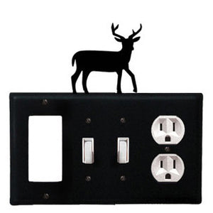 Deer Combination Cover - GFI With Double Switch Center And Outlet