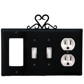 Heart Combination Cover - GFI With Double Switch Center And Outlet
