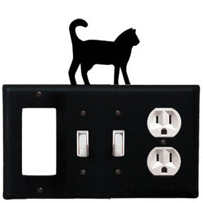 Cat Combination Cover - GFI With Double Switch Center And Outlet