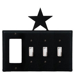 Wrought Iron Star Combination Cover - GFI with Triple Switch ...