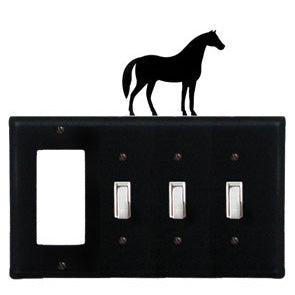 Horse Combination Cover - GFI With Triple Switch