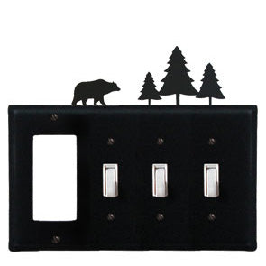 Bear And Pine Trees Combination Cover - GFI With Triple Switch
