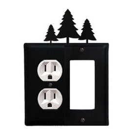 Wrought Iron Pine Trees Combination Cover - Single Left Outlet with Single Right GFI