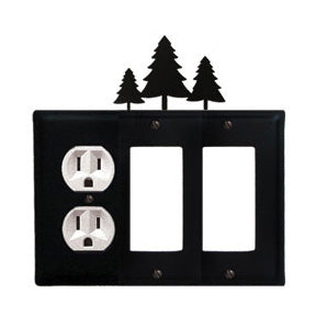Pine Trees Combination Cover - Single Left Outlet With Double Right GFI