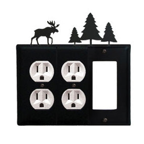 Moose Combination Cover - Double Outlets With Single GFI Pine Trees