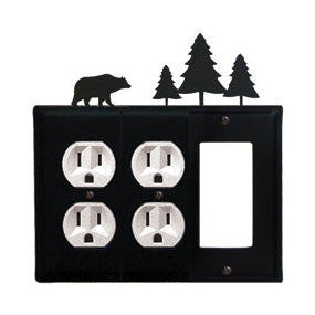 Bear Combination Cover - Double Outlets With Single GFI Pine Trees