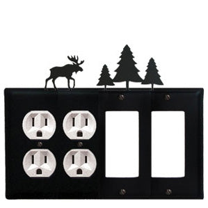 Moose Combination Cover - Double Outlets With Double GFI Pine Trees