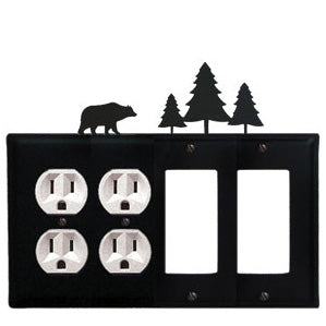 Bear Combination Cover - Double Outlets With Double GFI Pine Trees