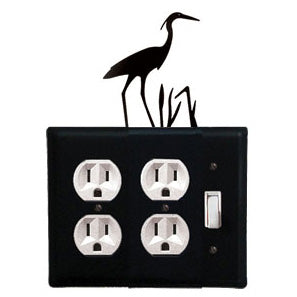Heron Double Outlet With Single Switch Combination Cover