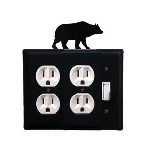 Bear Double Outlet With Single Switch Combination Cover