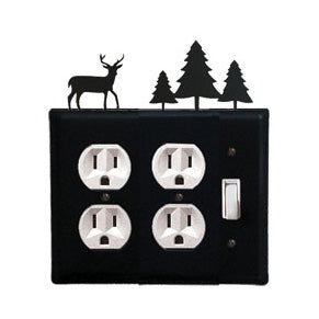 Deer Double Outlet With Single Switch Combination Cover Pine Trees
