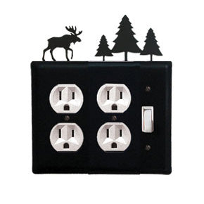 Moose Double Outlet With Single Switch Combination Cover Pine Trees