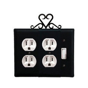 Heart Double Outlet With Single Switch Combination Cover
