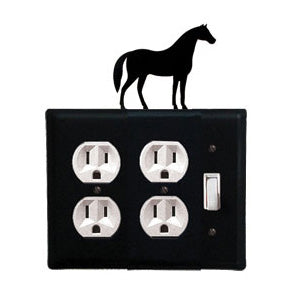 Horse Double Outlet With Single Switch Combination Cover