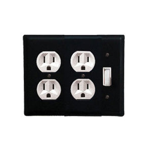Plain Double Outlet With Single Switch Combination Cover