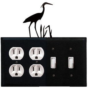 Heron Combination Cover - Double Outlet With Double Switch