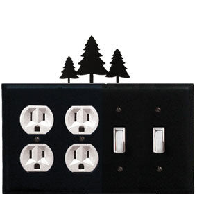 Pine Trees Combination Cover - Double Outlet With Double Switch