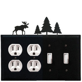 Moose Combination Cover - Double Outlet With Double Switch Pine Trees