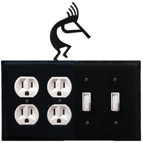 Kokopelli Combination Cover - Double Outlet With Double Switch