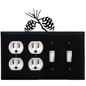 Pinecone Combination Cover - Double Outlet With Double Switch
