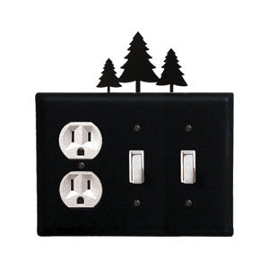Pine Trees Combination Cover - Single Outlet With Double Switch