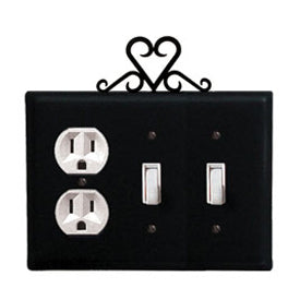 Wrought Iron Heart Combination Cover - Single Outlet with Double Switch