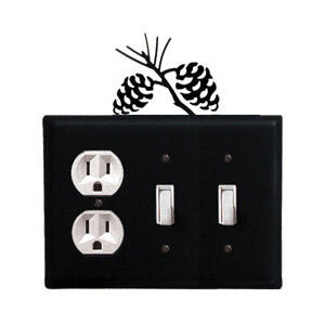 Pinecone Combination Cover - Single Outlet With Double Switch