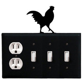 Rooster Combination Cover - Single Outlet With Triple Switch