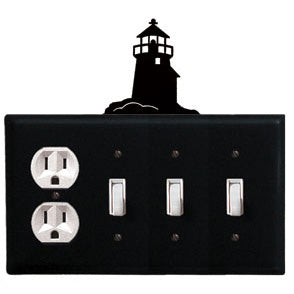 Lighthouse Combination Cover - Single Outlet With Triple Switch