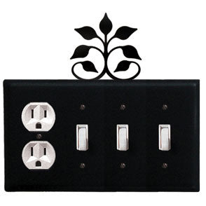 Leaf Fan Combination Cover - Single Outlet With Triple Switch