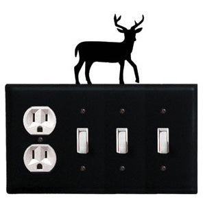 Deer Combination Cover - Single Outlet With Triple Switch