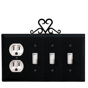 Heart Combination Cover - Single Outlet With Triple Switch