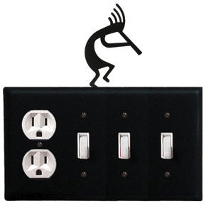 Kokopelli Combination Cover - Single Outlet With Triple Switch