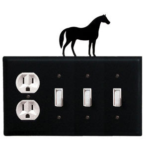 Horse Combination Cover - Single Outlet With Triple Switch