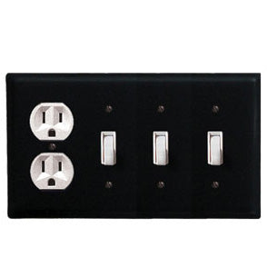 Plain Combination Cover - Single Outlet With Triple Switch