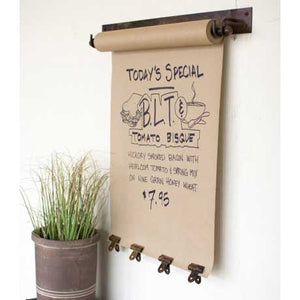 Hanging Note Roll with 4 Antique Brass Clips - 22"
