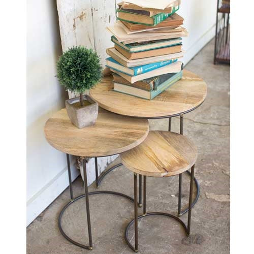 3 Nesting Tables with Mango Wood Top