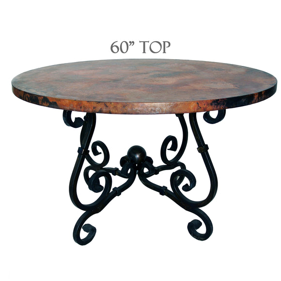 French Dining Table | 60in Diameter Copper Top