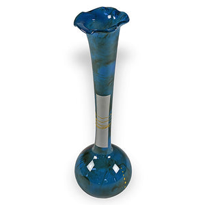 Mid-Night Blue Tall Ruffle Glass Vase