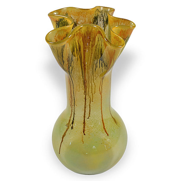Honeysuckle Ruffle Glass Vase