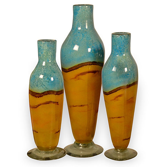 Tropical Triangle Glass Bottles Set 3