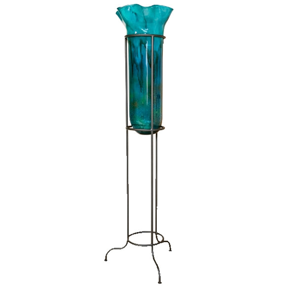 Turquoise Large Floor Vase with Stand