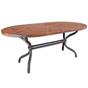 Woodland Dining Table with 44" x 72" Soft Oval Copper Top