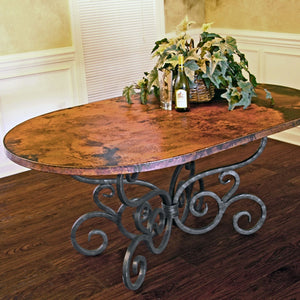 Alexander Dining Table with 44" x 72" Soft Oval Copper Top