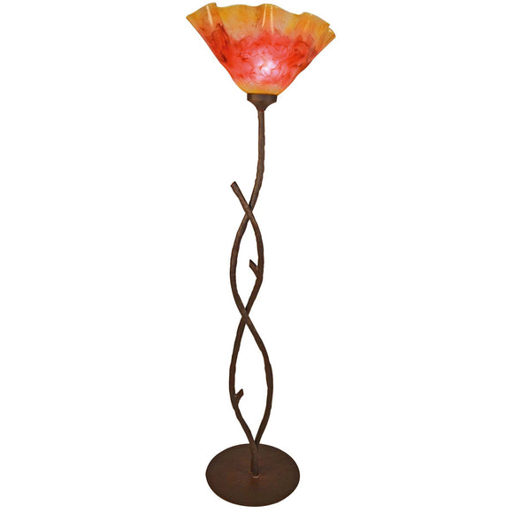 Wrought Iron South Fork Branch Torchiere Floor Lamp